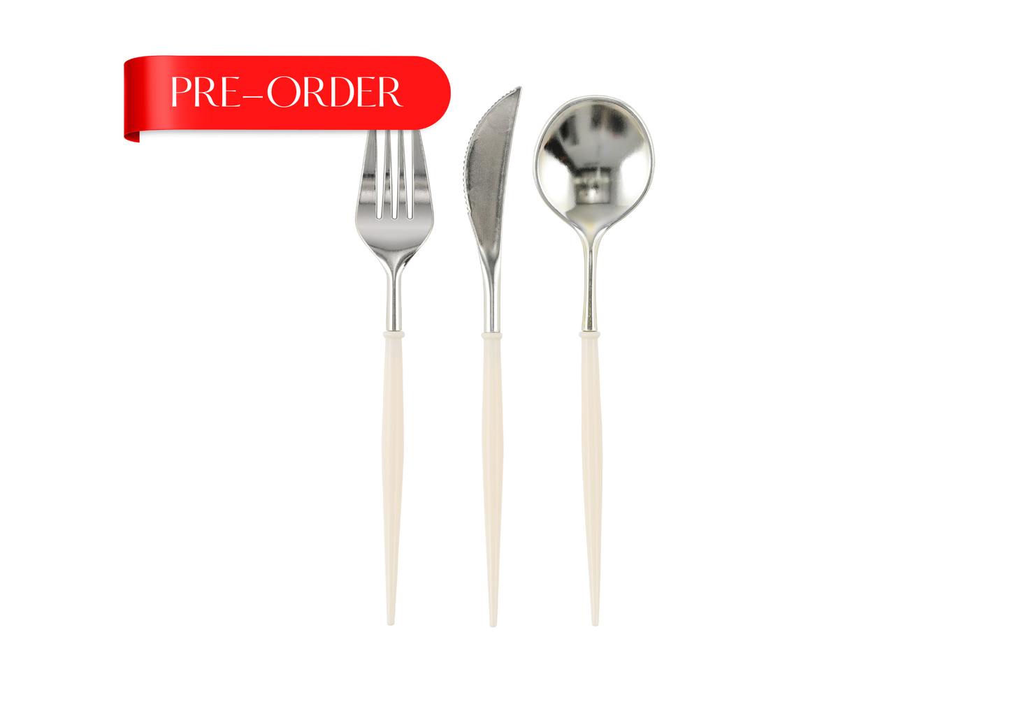Elegance: White/Silver Cutlery x24
