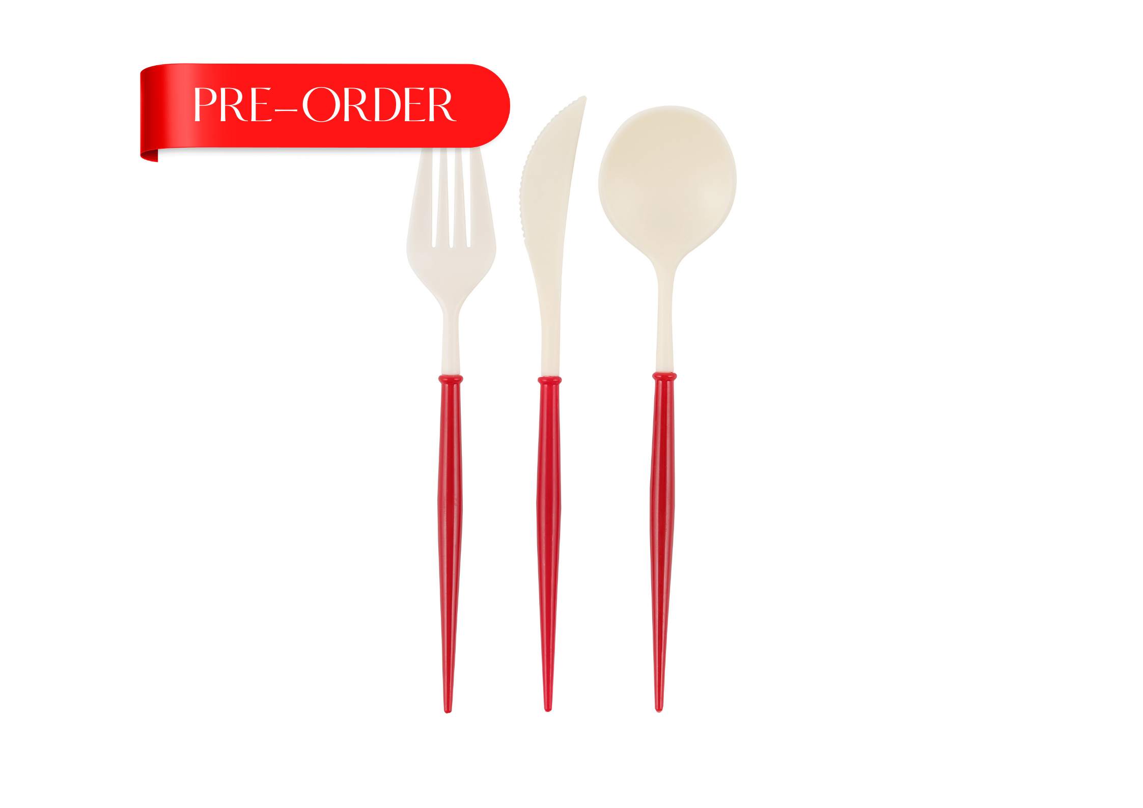 Elegance: White/Red Cutlery x24
