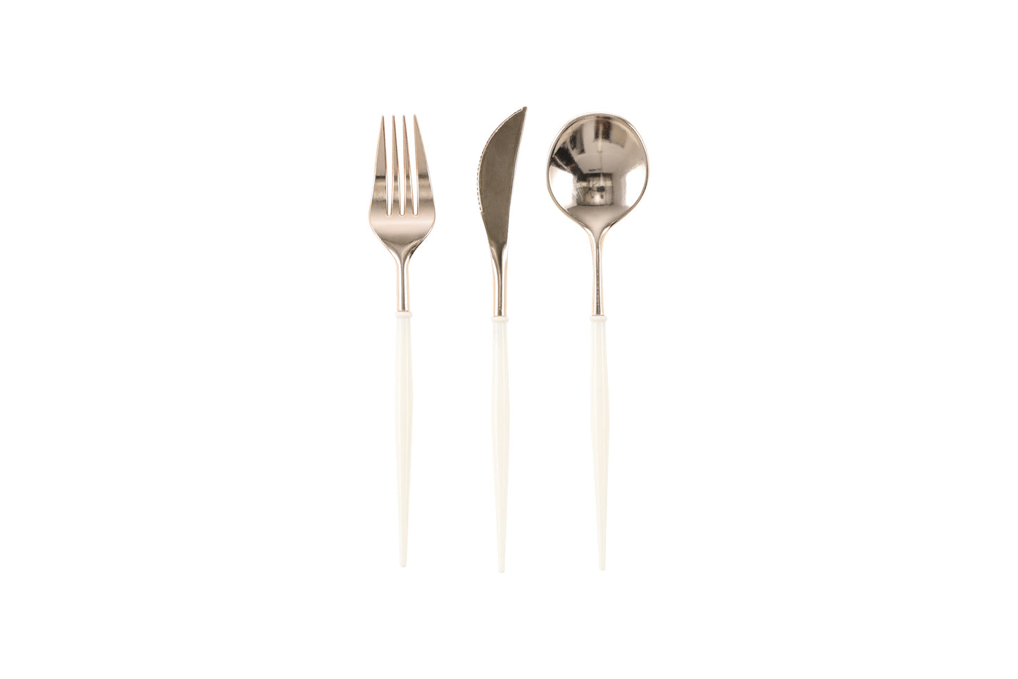 Elegance: White/Rose Gold Cutlery x24