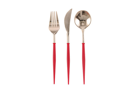 Elegance: Red Cutlery x24