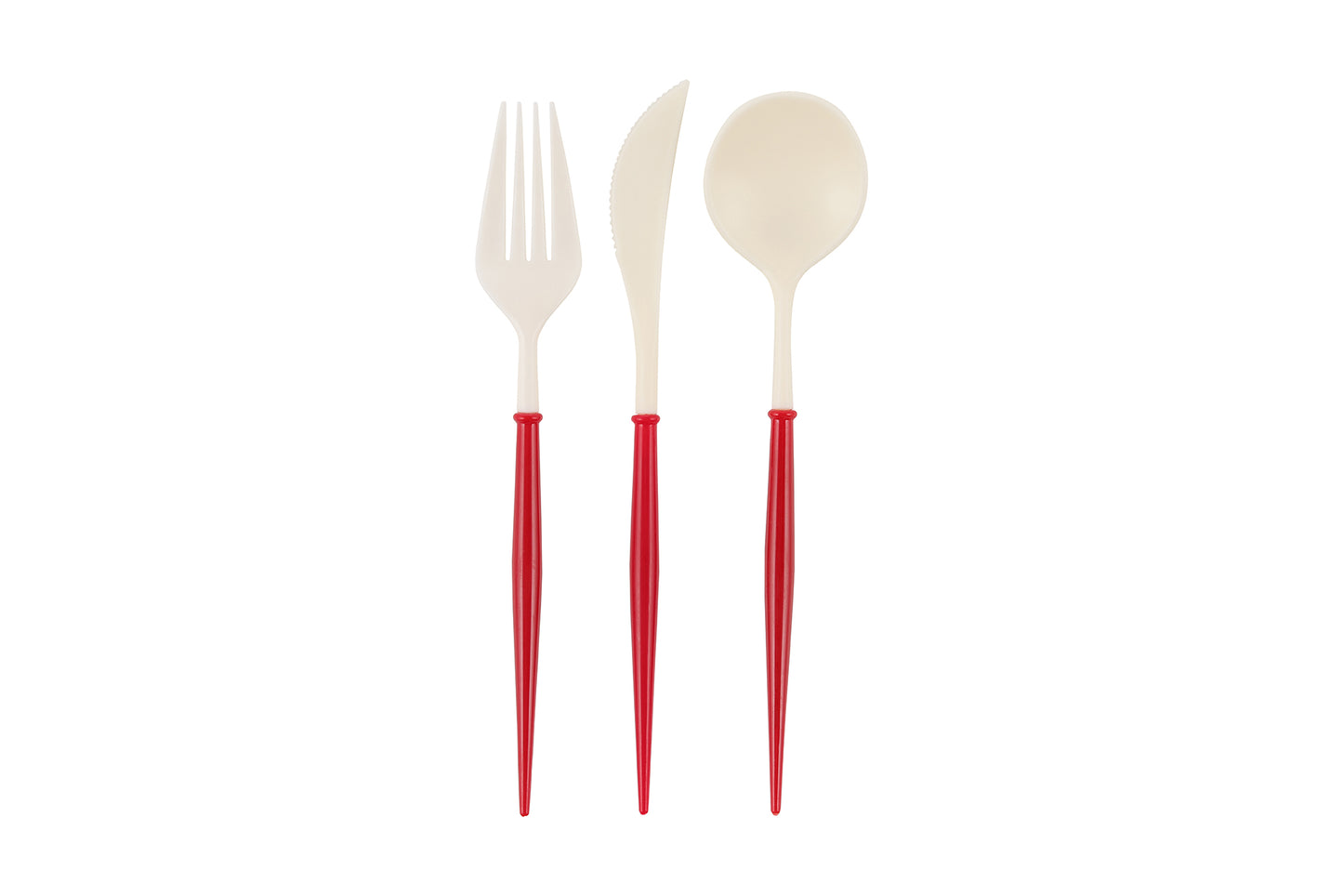 Elegance: White/Red Cutlery x24