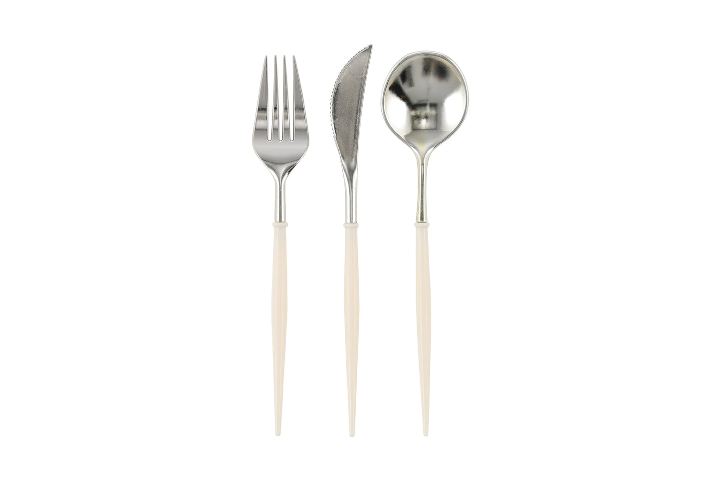 Elegance: White/Silver Cutlery x24